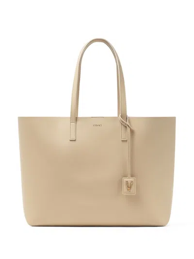 Versace Virtus Tote Bag With Application In Nude & Neutrals