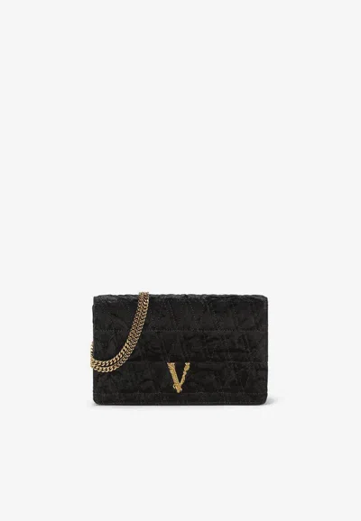 Versace Virtus Quilted Clutch Bag In Black