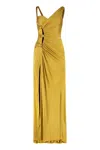 Versace Robe De Soirée Fluide Froncée In Gold
