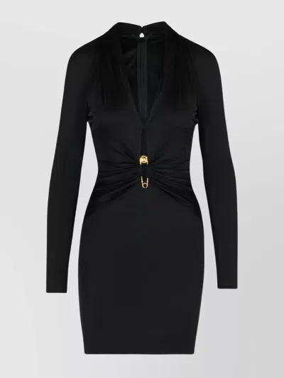 Versace Viscose Dress Gold-tone Hardware In Black