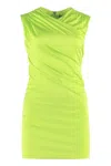 Versace Green Sleeveless Draped Mini Dress In Green