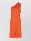 Versace Viscose Dress With Backless Draped Detail In Orange