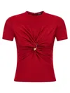 Versace Safety Pin Gathered Short-sleeved Top In Red