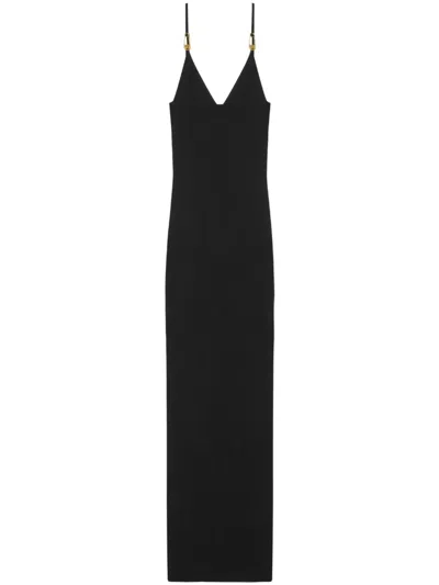 Versace Viscose Knit Midi Dress In Black