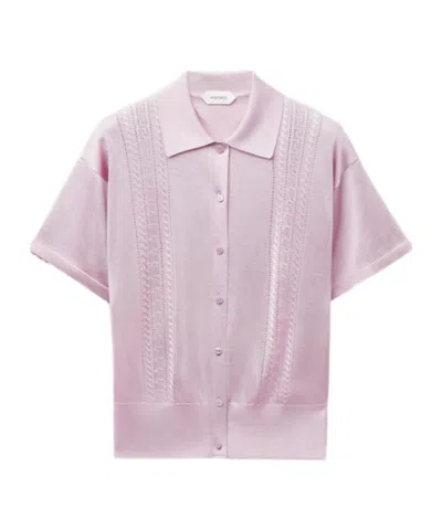 Versace Viscose Knit Polo In Purple