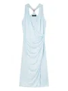 Versace Light Blue Midi Dress With V-neck And Medusa Plaque On The Back In Viscose For Women In Blue