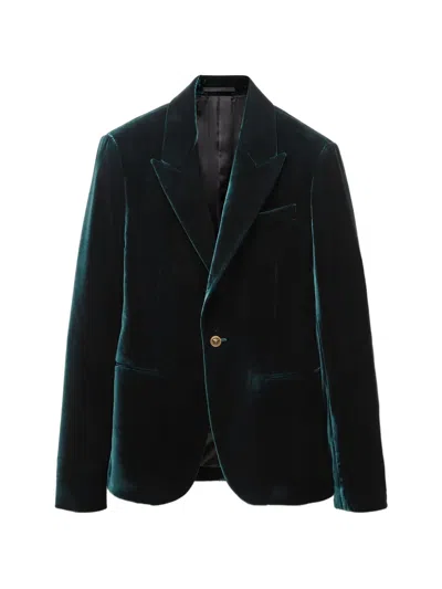 Versace Viscose Velvet Blazer In Green