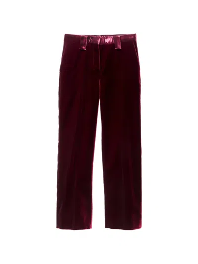 Versace Viscose Velvet Pants In Red
