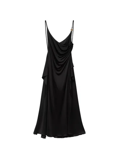 Versace Viscose-jersey Draped Midi Dress In Black