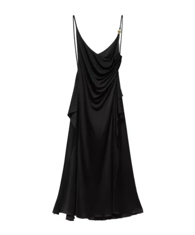 Versace Viscose-jersey Draped Midi Dress In Brown