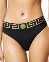 Versace Stretch Cotton Briefs With Logoed Elastic Band In Black