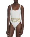 Versace Vita One Piece Swimsuit In Bone + Gold