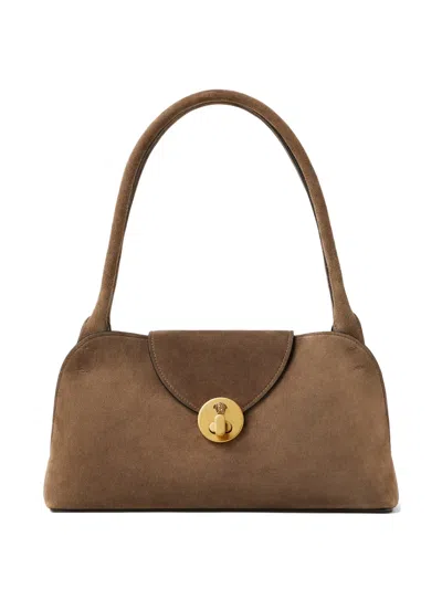 Versace Vivian Crosta Suede Small East/west Shoulder Bag In White