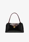 Versace Vivian Medium Two-tone Textured-leather Shoulder Bag In Black