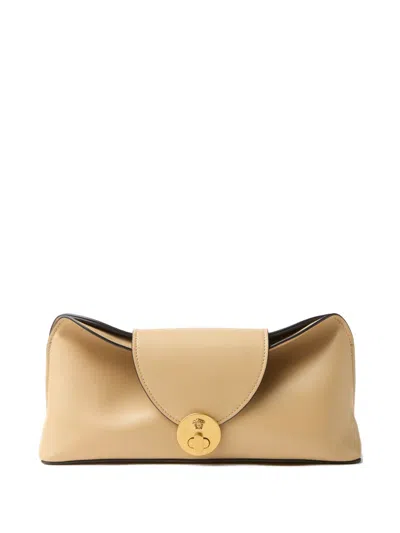 Versace Vivian Leather Clutch Bag In Brown