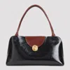 Versace Vivian Medium Two-tone Textured-leather Shoulder Bag In Black
