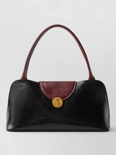 Versace Vivian Medium Two-tone Textured-leather Shoulder Bag In Black