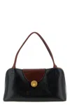 Versace Vivian Medium Two-tone Textured-leather Shoulder Bag In Black