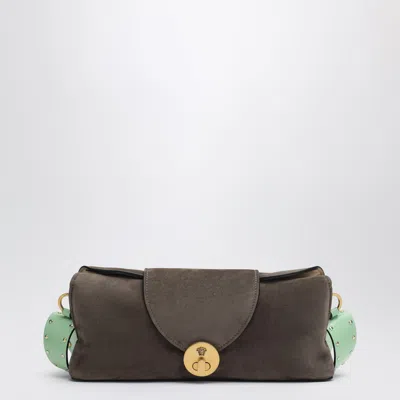 Versace Vivian Pouch In Taupe/mint Suede In Brown