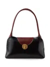 Versace Vivian Medium Two-tone Textured-leather Shoulder Bag In Black
