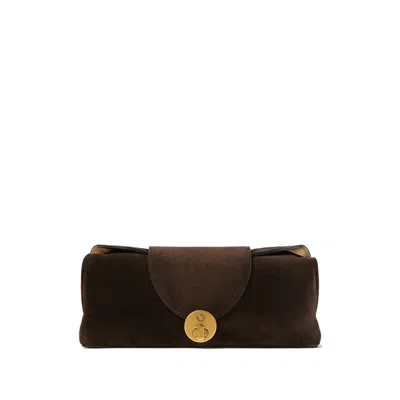 Versace Vivian Suede Clutch In Brown