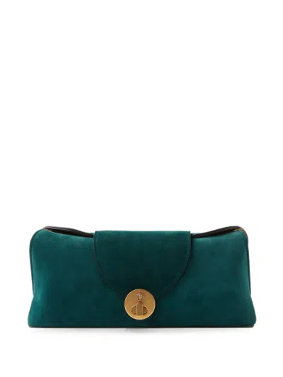 Versace Vivian Suede Clutch In Green