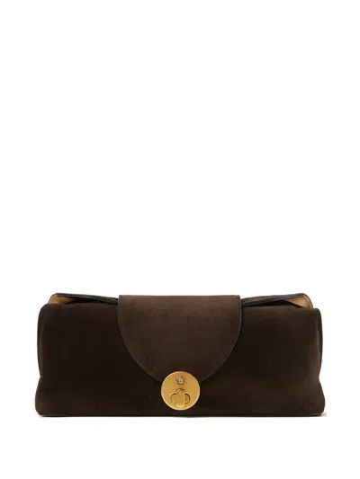 Versace Vivian Suede Clutch In Purple