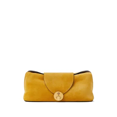 Versace Vivian Suede Clutch In Yellow