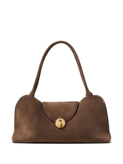 Versace Vivian Suede Leather Shoulder Bag In Blue