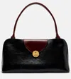 Versace Vivian Medium Two-tone Textured-leather Shoulder Bag In Black