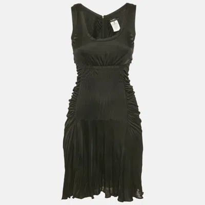 Pre-owned Versace Vjc By  Black Jersey Ruched Detail Dress M