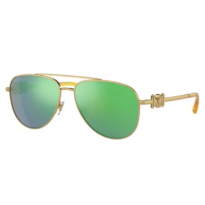 Versace Vk 2002 10023r 52mm Childrens Aviator Sunglasses In Green