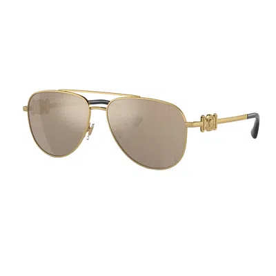 Versace Vk 2002 10025a 52m Childrens Aviator Sunglasses In Gold