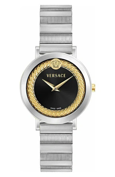 Versace V-libra Bracelet Watch, 35mm In Black/stainless Steel