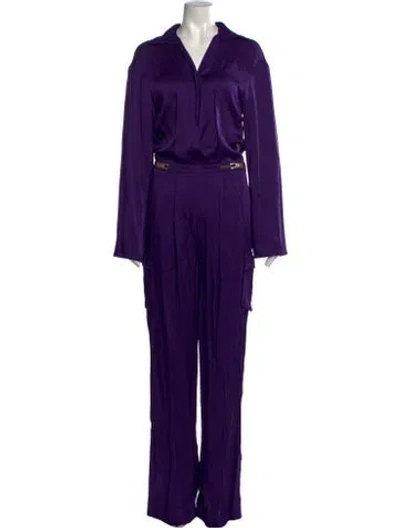 Pre-owned Versace V-neck Jumpsuit In Purple