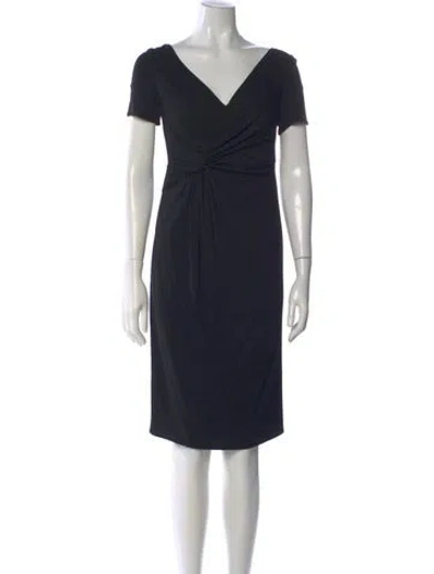 Pre-owned Versace V-neck Knee-length Dress In Black