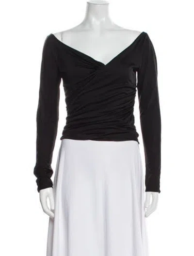 Pre-owned Versace V-neck Long Sleeve Bodysuit In Black