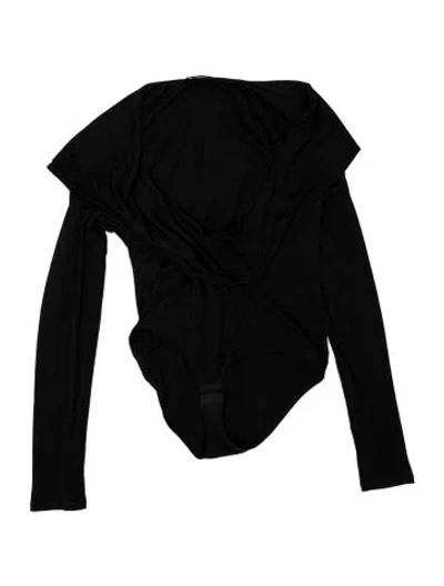 Pre-owned Versace V-neck Long Sleeve Bodysuit In Black