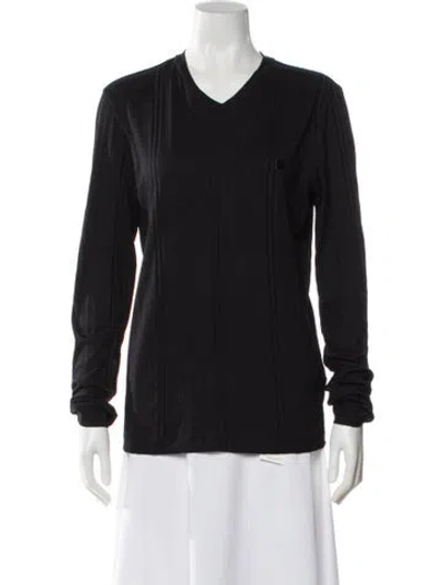 Pre-owned Versace V-neck Long Sleeve Top In Black