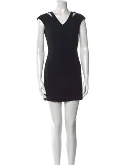 Pre-owned Versace V-neck Mini Dress In Black