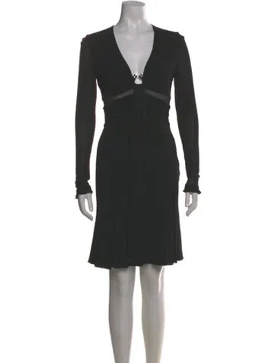 Pre-owned Versace V-neck Mini Dress In Black