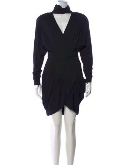 Pre-owned Versace V-neck Mini Dress In Black