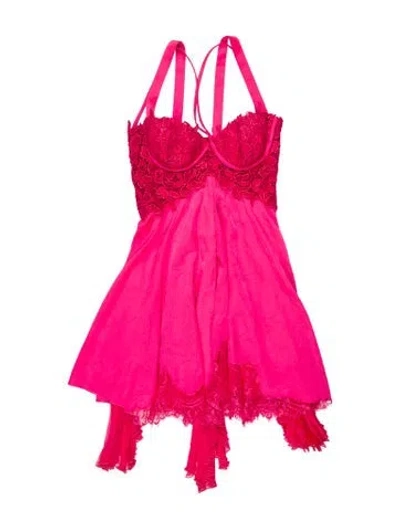 Pre-owned Versace V-neck Mini Dress In Pink