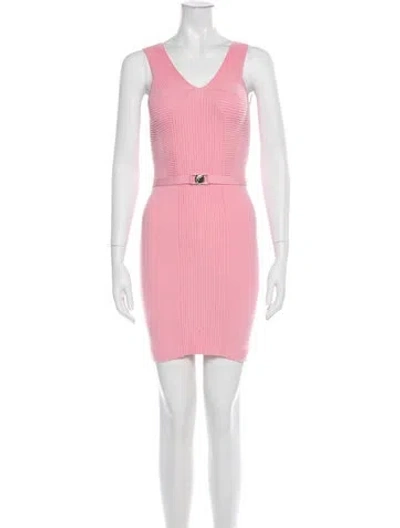 Pre-owned Versace V-neck Mini Dress In Pink
