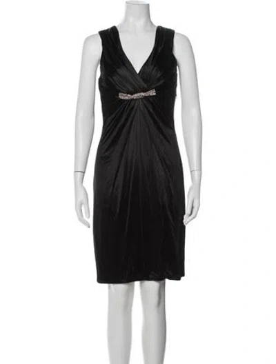 Pre-owned Versace V-neck Mini Dress W/ Tags In Black