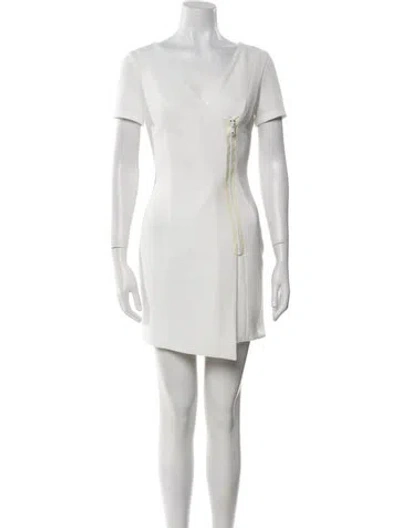 Pre-owned Versace V-neck Mini Dress W/ Tags In White