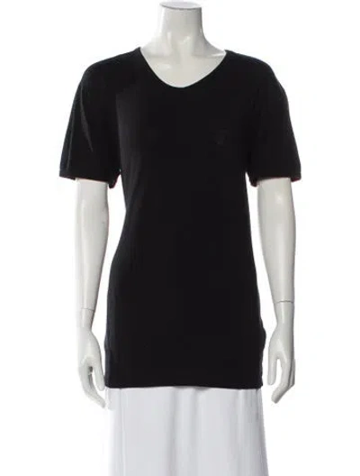 Pre-owned Versace V-neck Short Sleeve T-shirt In Black