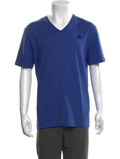 Pre-owned Versace V-neck Short Sleeve T-shirt In Blue