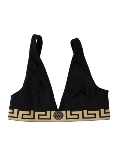 Pre-owned Versace V-neck Sleeveless Sports Bra In Blue