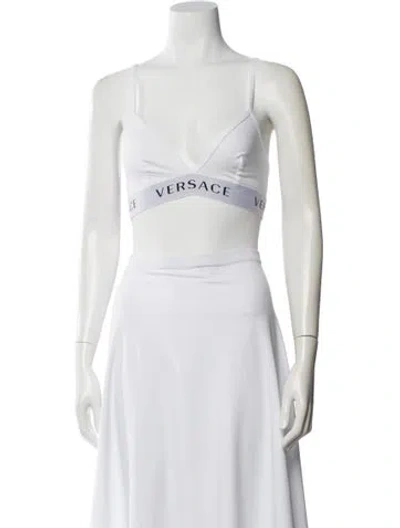 Pre-owned Versace V-neck Sleeveless Sports Bra In Neutral